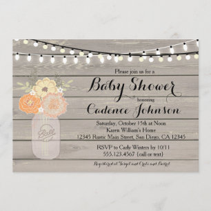 Rustic Floral Orange Yellow Baby Shower Invite
