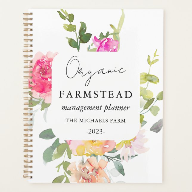 Rustic Floral Organic Farmstead Management Planner (Front)