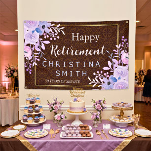 Rustic Floral Pastel Watercolor Retirement Party Banner