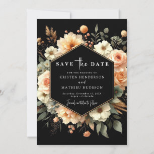 Rustic Floral Peach Wedding Save The Date