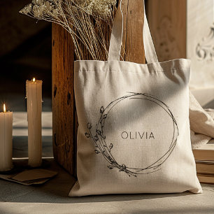 Rustic Floral Personalised Bridesmaid Tote Bag