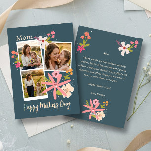 Rustic Floral Photo Collage Mother's Day Holiday Card