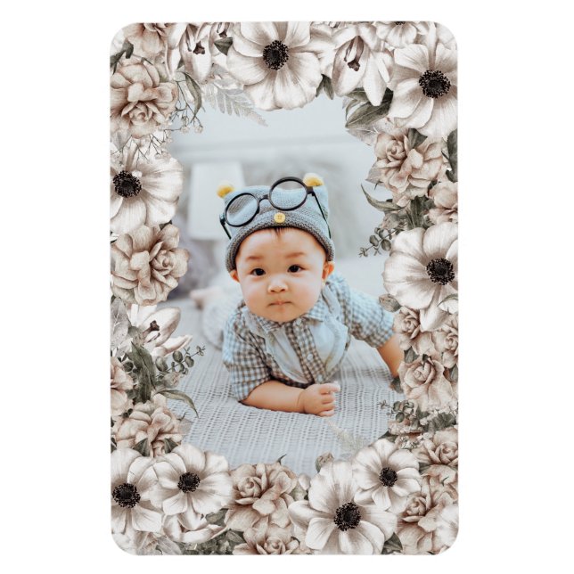 Rustic Floral Photo Magnet (Vertical)
