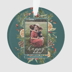 Rustic Floral Photo  Ornament