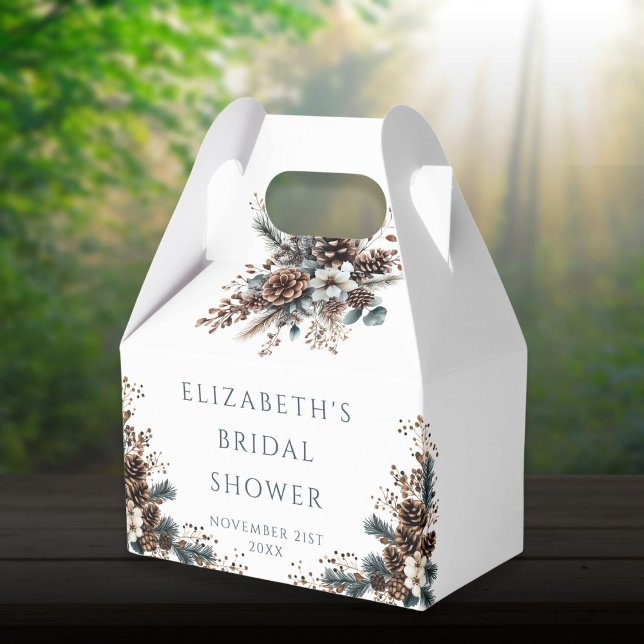 Rustic Floral Pinecones Forest Bridal Shower Favour Box (Rustic Floral Pinecones Forest Bridal Shower Favor Boxes)