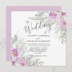 Rustic Floral Pink Eucalyptus Wedding Invitation