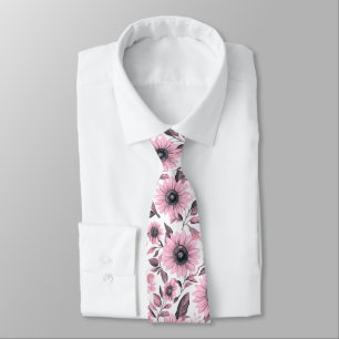 Rustic Floral Pink Sunflower  Tie