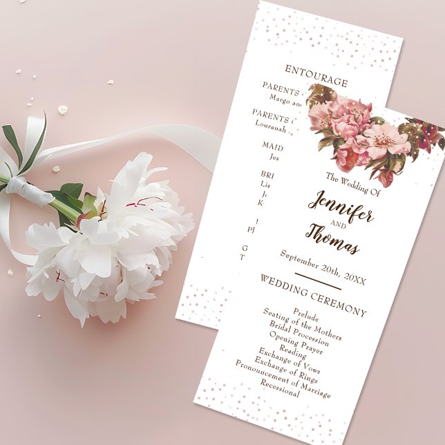 Rustic Floral Pink Wedding Program (Creator Uploaded)