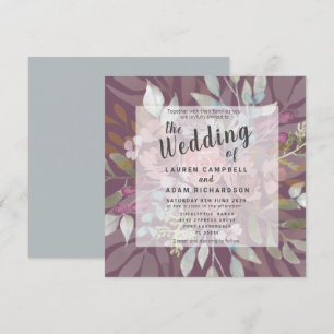 Rustic Floral Plum Purple Wedding Invitation