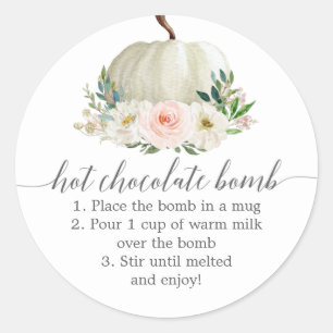 Rustic Floral Pumpkin Hot Chocolate Bomb Favour Cl Classic Round Sticker