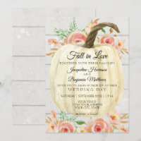Rustic Floral Pumpkin Peach Coral White Shiplap