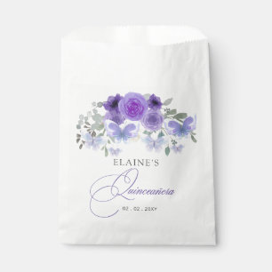 Rustic Floral Purple Lilac Butterflies Quinceanera Favour Bag