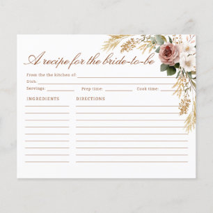 Rustic Floral Recipe Card for the Bride-to-Be