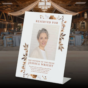 Rustic Floral Reserved Save A Seat Photo Wedding Pedestal Sign