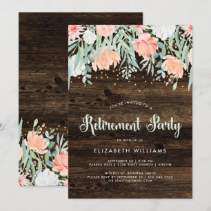 Rustic Floral   Retirement Party Invitation