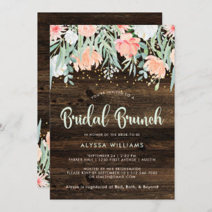 Rustic Floral Romance Bridal Brunch Invitation