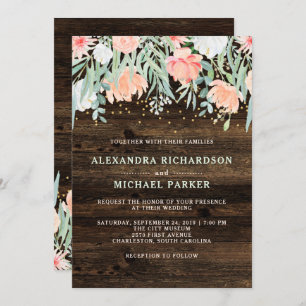 Rustic Floral Romance Watercolor Wedding Invitation