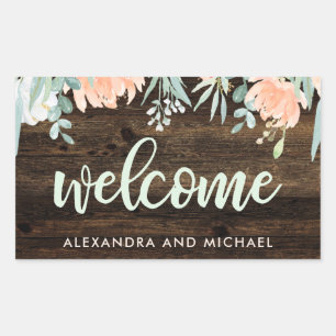 Rustic Floral Romance Wedding   Welcome Rectangular Sticker