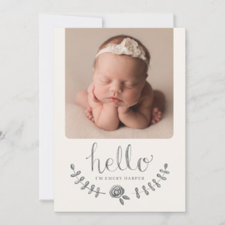 Rustic Floral Rose Simple Collage Baby Announceme Announcement