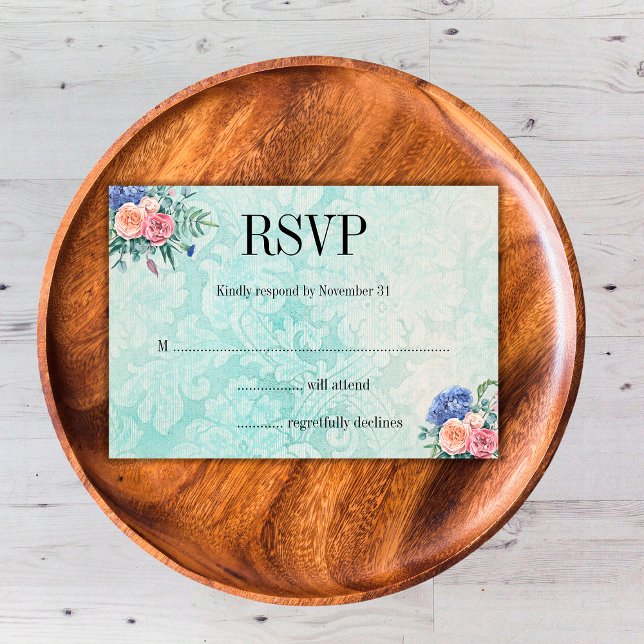 Rustic Floral Roses and Hydrangea Wedding RSVP (Creator Uploaded)