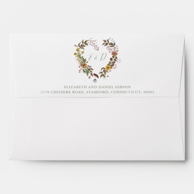 Rustic Floral Sage Green Wedding Return Address Envelope (Back (Top Flap))