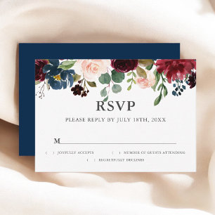 Rustic Floral Script Wedding RSVP Card