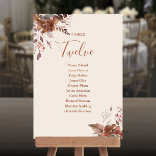 Rustic Floral Seating Plan Table Number
