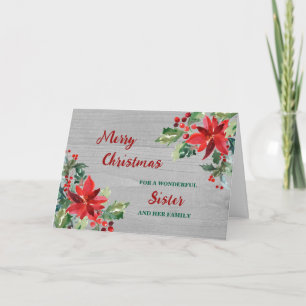 Rustic Floral Sister & Family Merry Christmas Card
