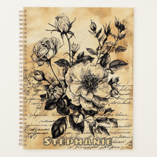 Rustic Floral Sketch with Calligraphy - Aged (10) Planner
