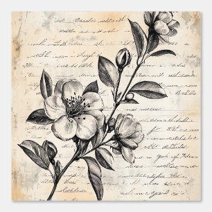 Rustic Floral Sketch with Calligraphy - Aged (2) Wallpaper
