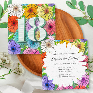 Rustic Floral Spring Green 18th Birthday Party Invitation