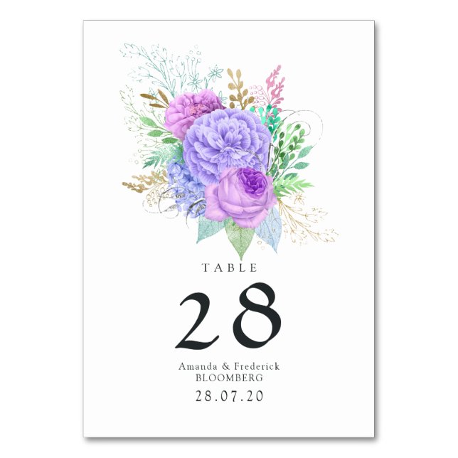 Rustic Floral Spring Wedding Table Number (Front)