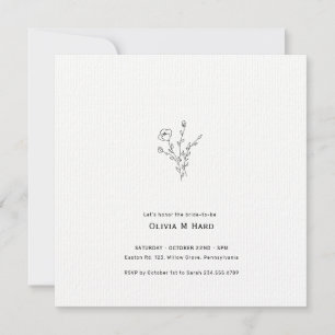 Rustic Floral Square Minimalist Bridal Shower Invitation