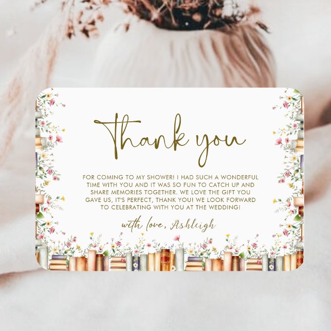 Rustic Floral Storybook New Chapter Bridal Shower Thank You Card (Creator Uploaded)