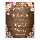Rustic Floral String Light Lace Bridal Shower Sign