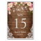 Rustic Floral String Lights Wedding Table Number