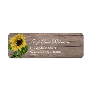 Rustic Floral Sunflower Driftwood Return Address Label
