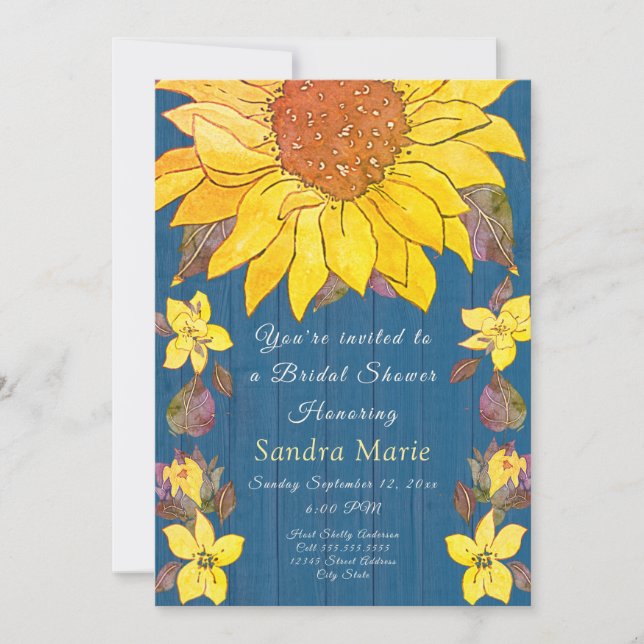 Rustic Floral Sunflower Wedding Bridal Shower Invi Invitation (Front)