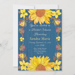 Rustic Floral Sunflower Wedding Bridal Shower Invitation