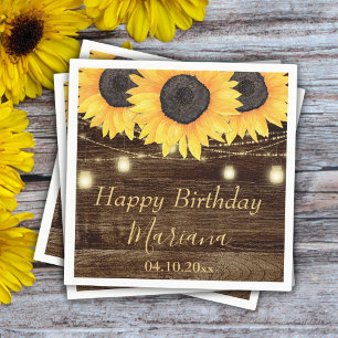 Rustic Floral Sunflowers Birthday Party Napkin