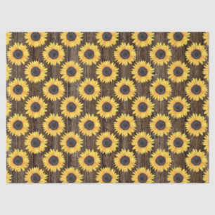 Rustic Floral Sunflowers Brown Tissue Paper