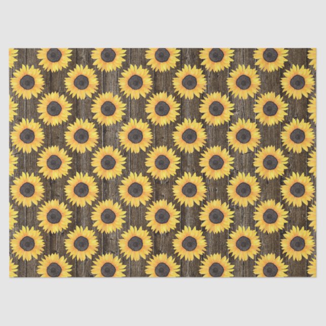 Rustic Floral Sunflowers Brown Tissue Paper (Front)