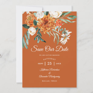 Rustic Floral Terracotta fall Photo Wedding Save The Date