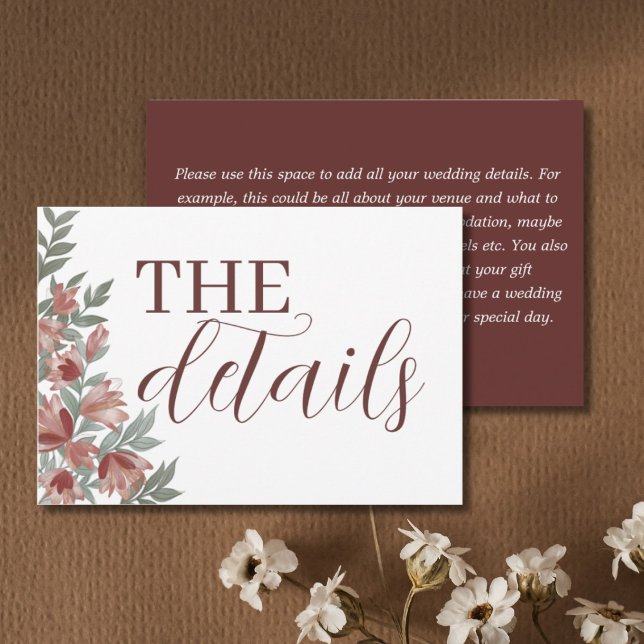 Rustic Floral Terracotta Wedding Details Enclosure Card (Creator Uploaded)