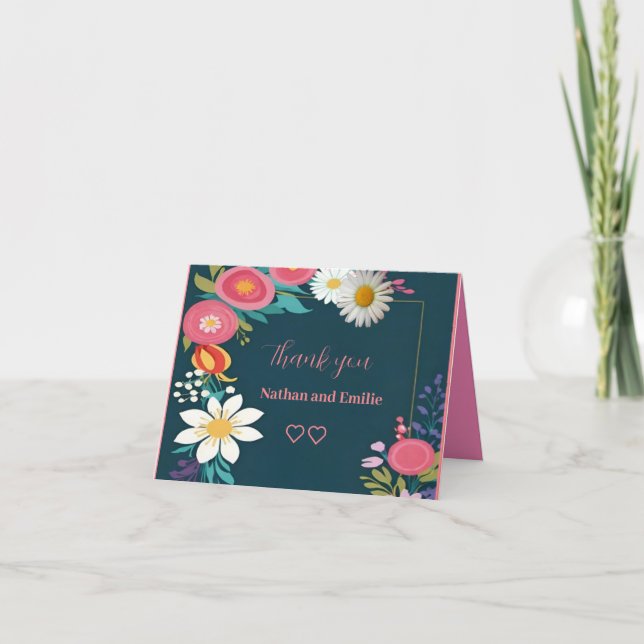 Rustic floral thank you card  (Front)