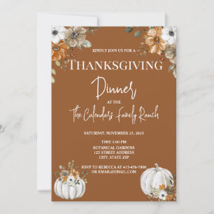 Rustic Floral Thanksgiving Invitation