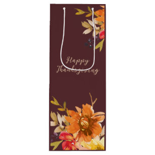 Rustic Floral Thanksgiving  Wine Gift Bag
