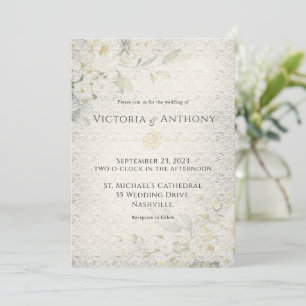 Rustic Floral Vintage Wedding  Invitation