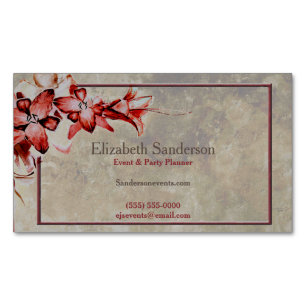 Rustic Floral Watercolor Feminine Party Planner Magnetic Business Card