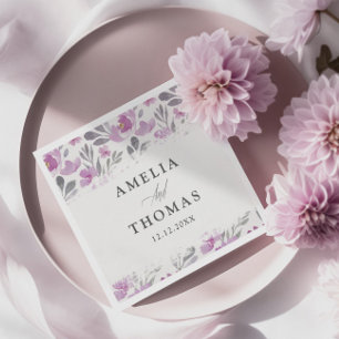 Rustic Floral Watercolor Pattern Wedding Napkin
